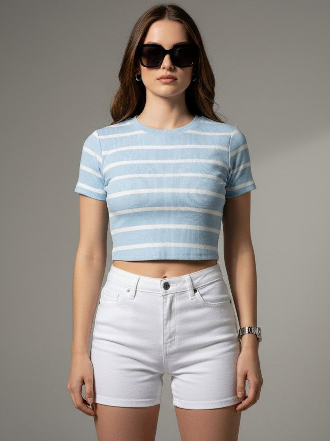 CORSICA Striped Cotton Crop Top