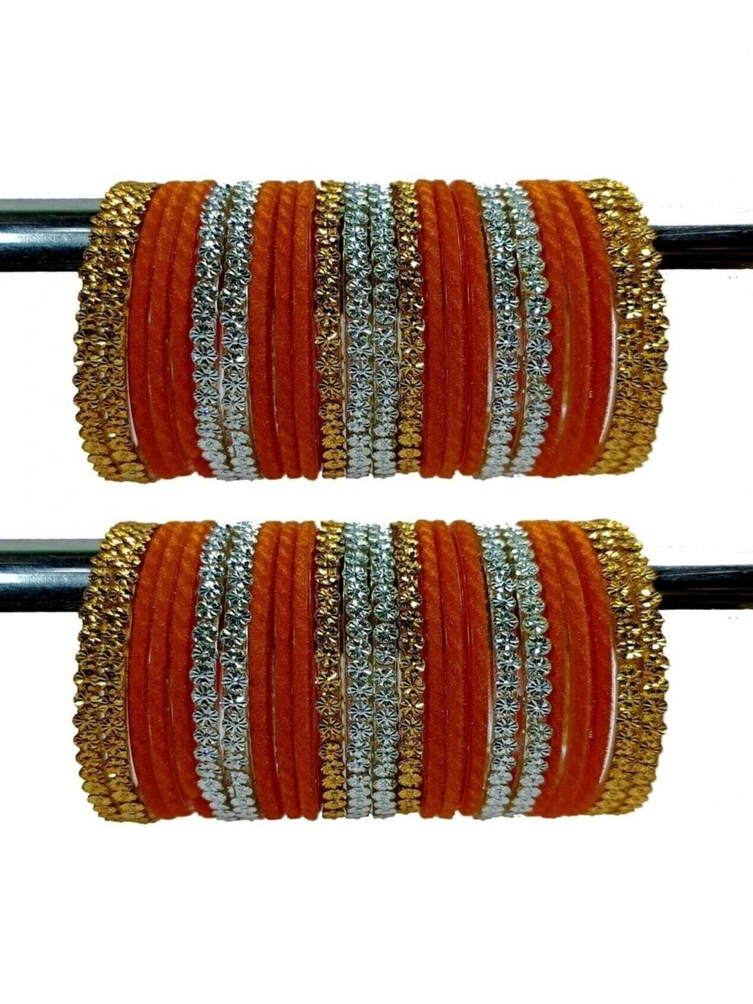 Raj world Orange Glass Artificial Stones Bangle