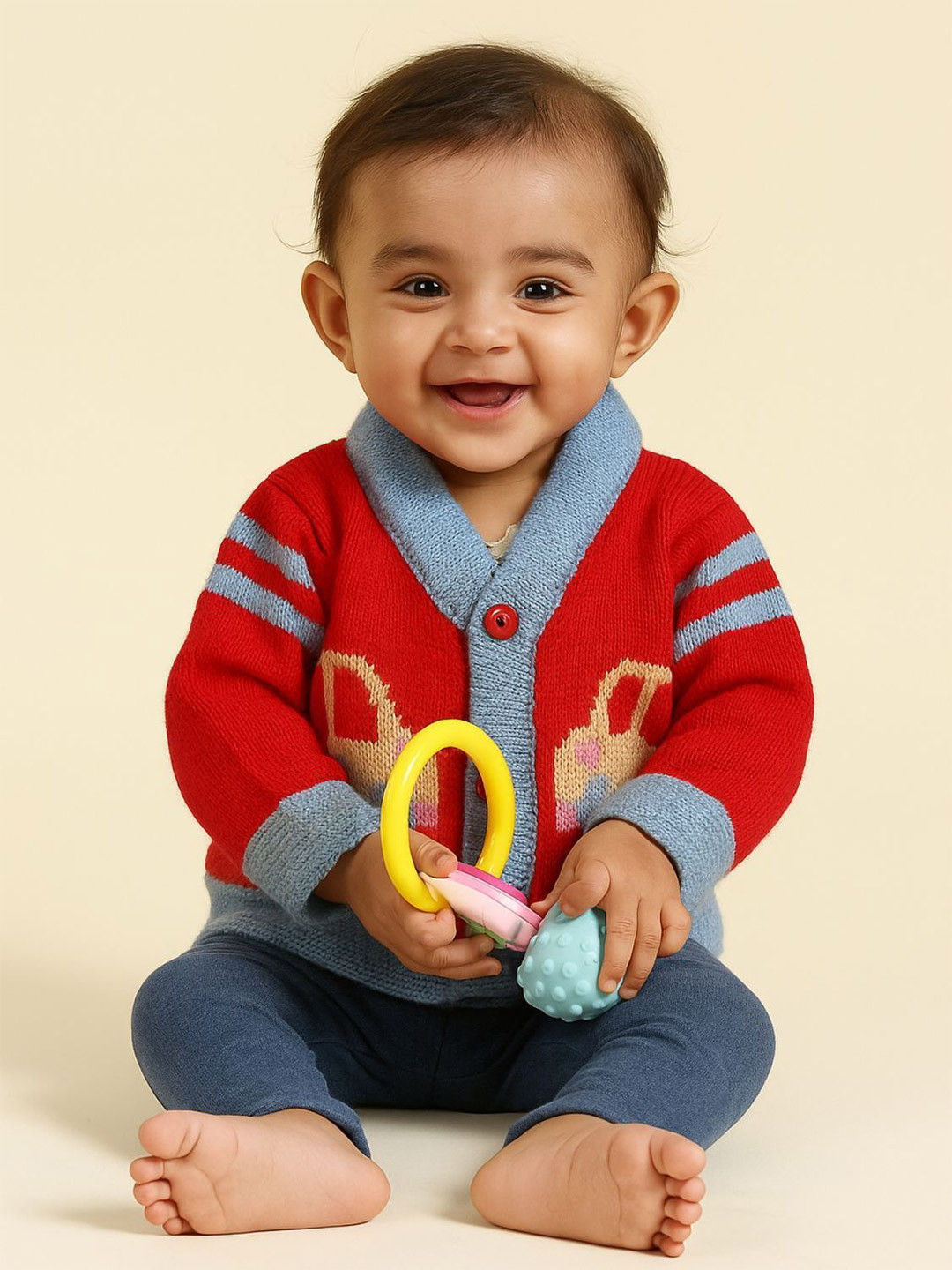 Little Angels Boys Colourblocked Woollen Cardigan
