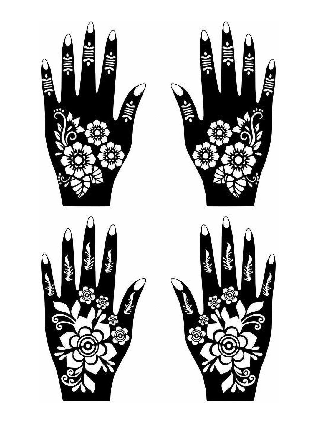 VOORKOMS Amazing Combo of Mehndi Stencils for Family Functions and Festivals Pack Of 2