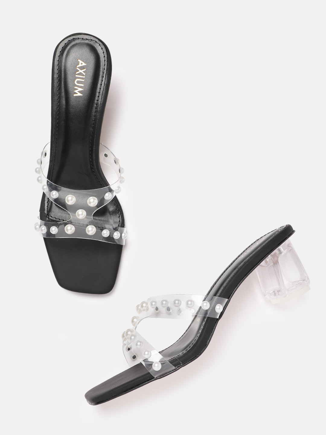 AXIUM Beaded Block Heeled Sandals