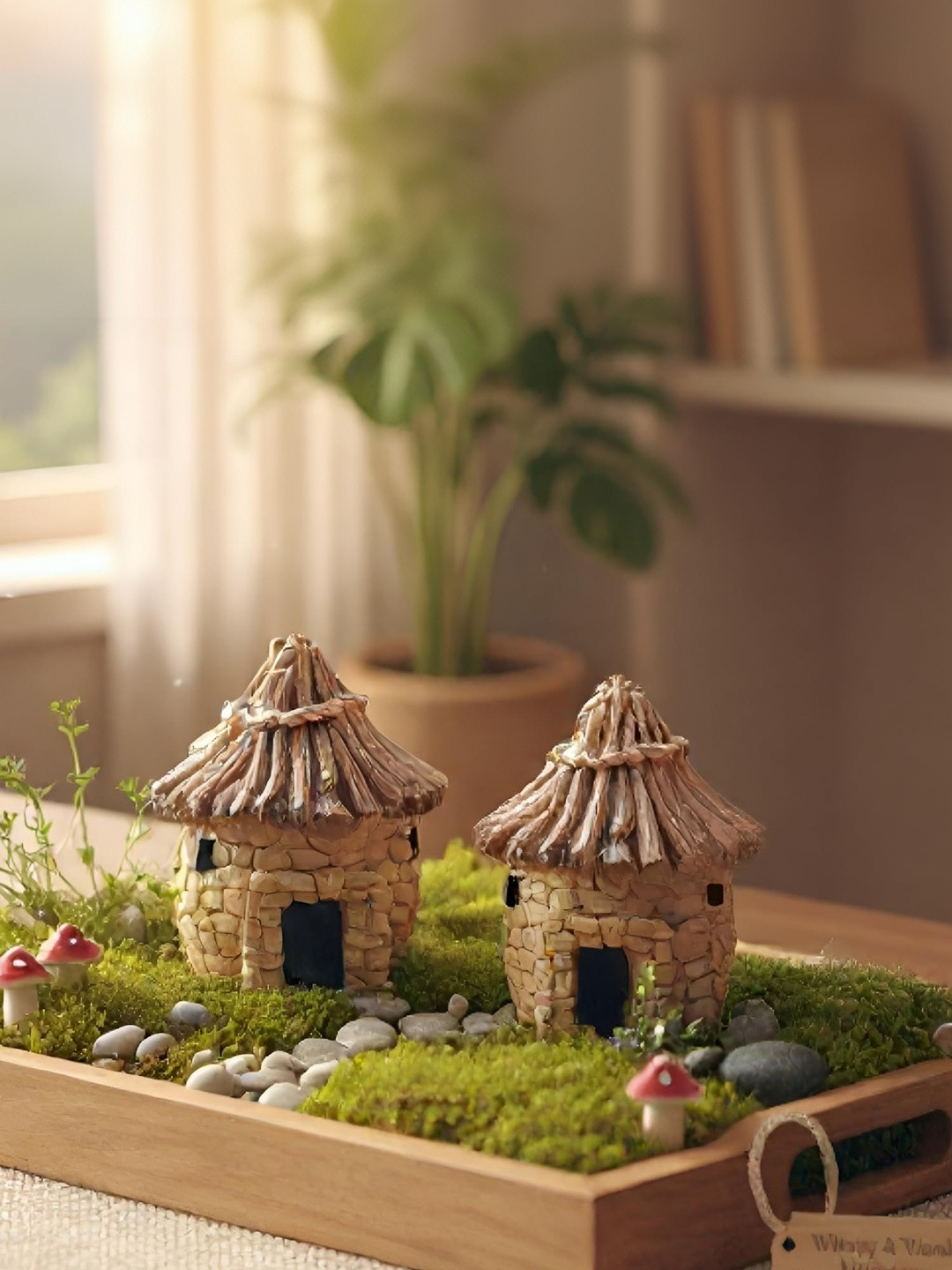 Ascension Set 2 Miniature Toy Huts Brown Figurine Showpiece