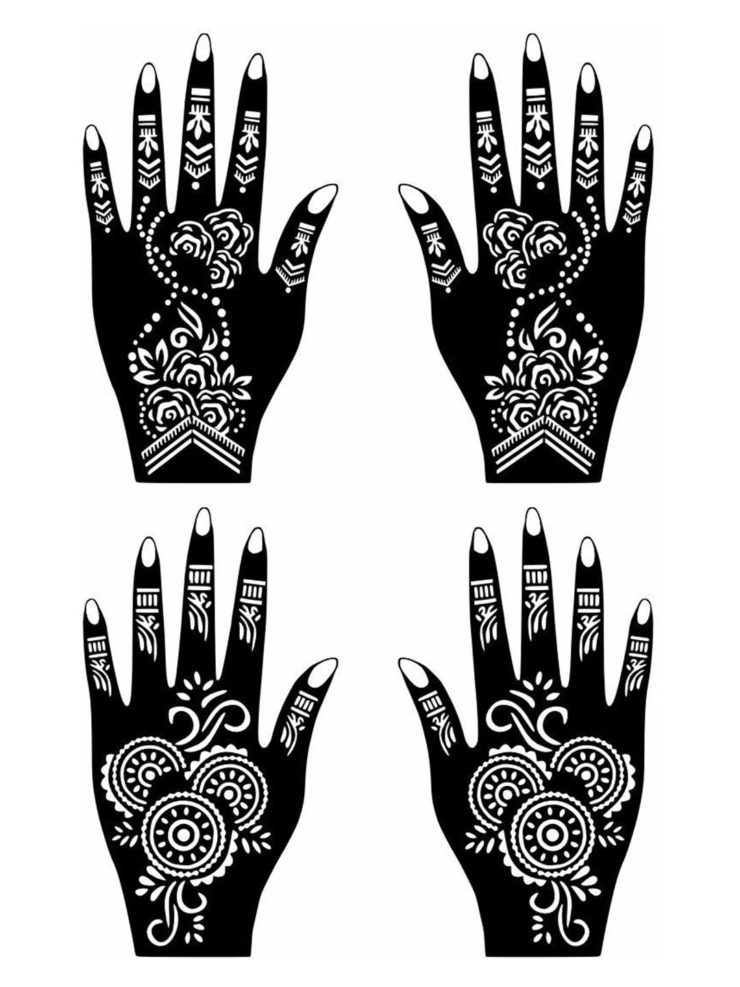 VOORKOMS Mehndi Stencil Sticker With Delicate Flowers For Festival Ready Hands