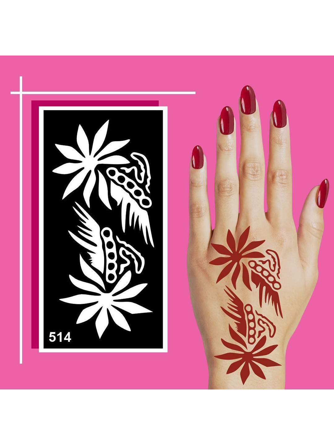 VOORKOMS Henna Art Stencil Sticker Pack with Bold, Curvy, Swirl Patterns for Creative Use