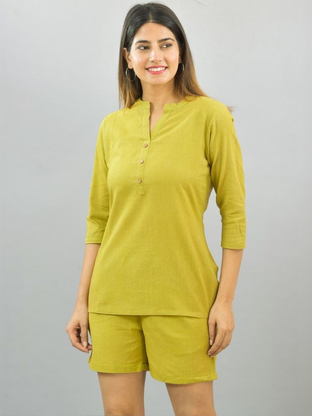 ETC X D To D Life Style Mandarin Collar Tunic With Shorts Co-Ords