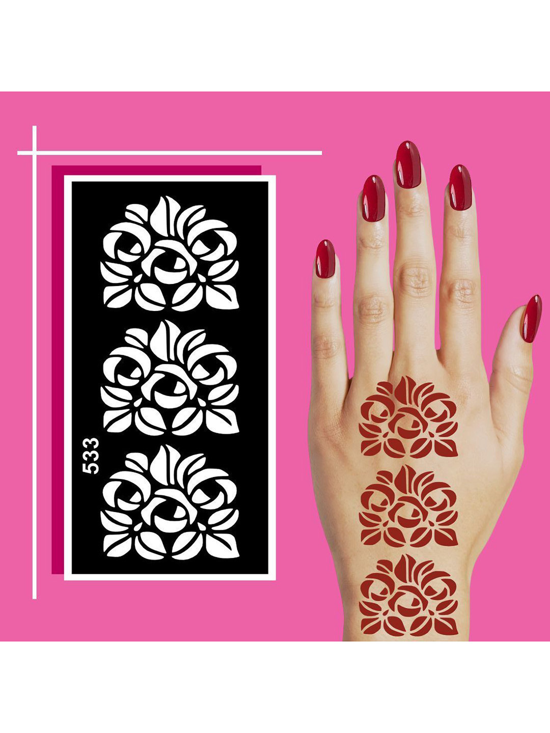 VOORKOMS Compact and Travel-Friendly Mehndi  Stencil Templates for Quick Styling