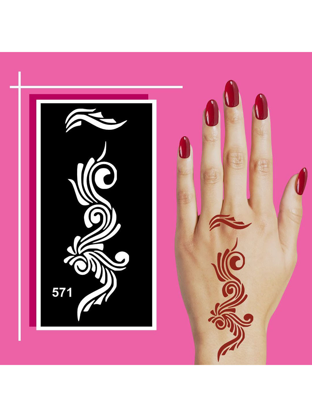 VOORKOMS Graceful Hand Mehndi Stencil Design Stickers with a Balanced Aesthetic
