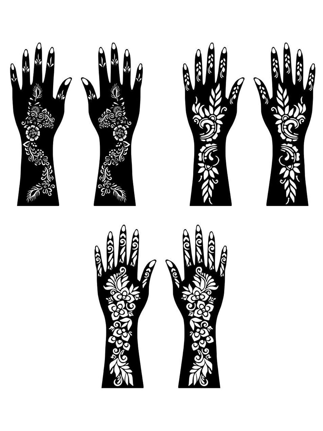 VOORKOMS Festive Combo Mehndi Stencil Sticker With Classic Patterns For Family Functions