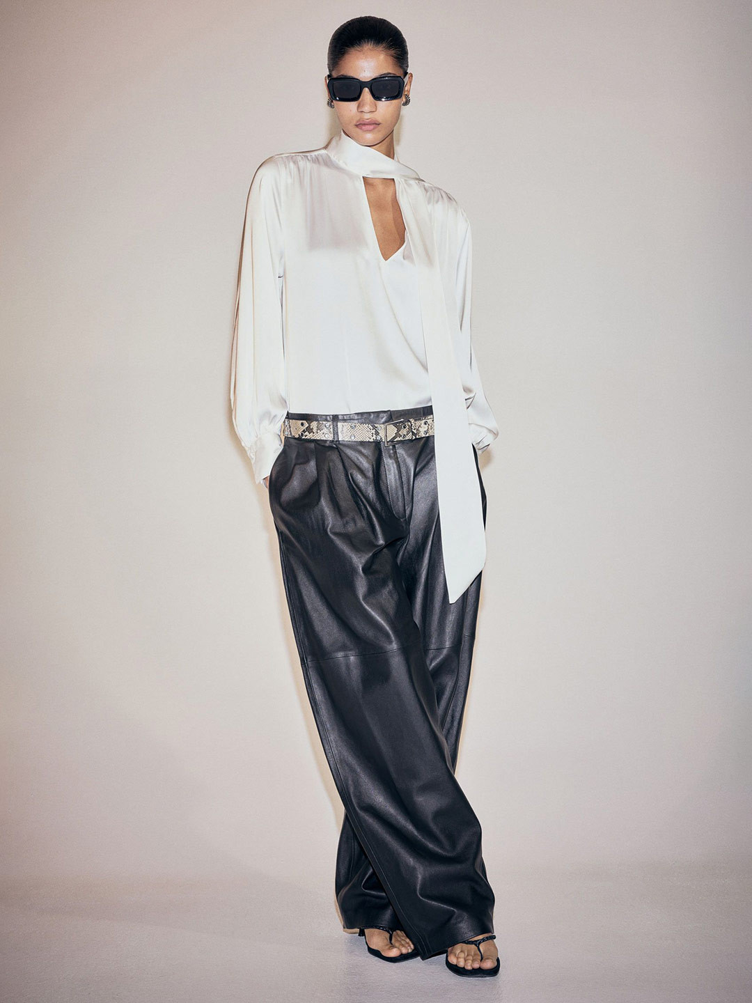 H&M Tie-Neck Chiffon Blouse