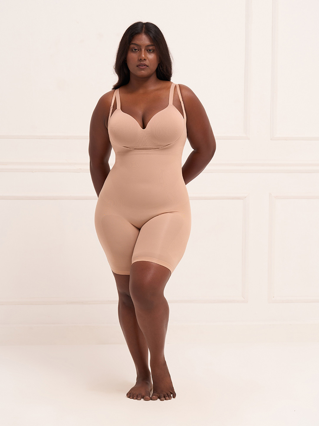 Underneat Women Adjustable Straps Open-Bust Butt Lifting Body Shaper