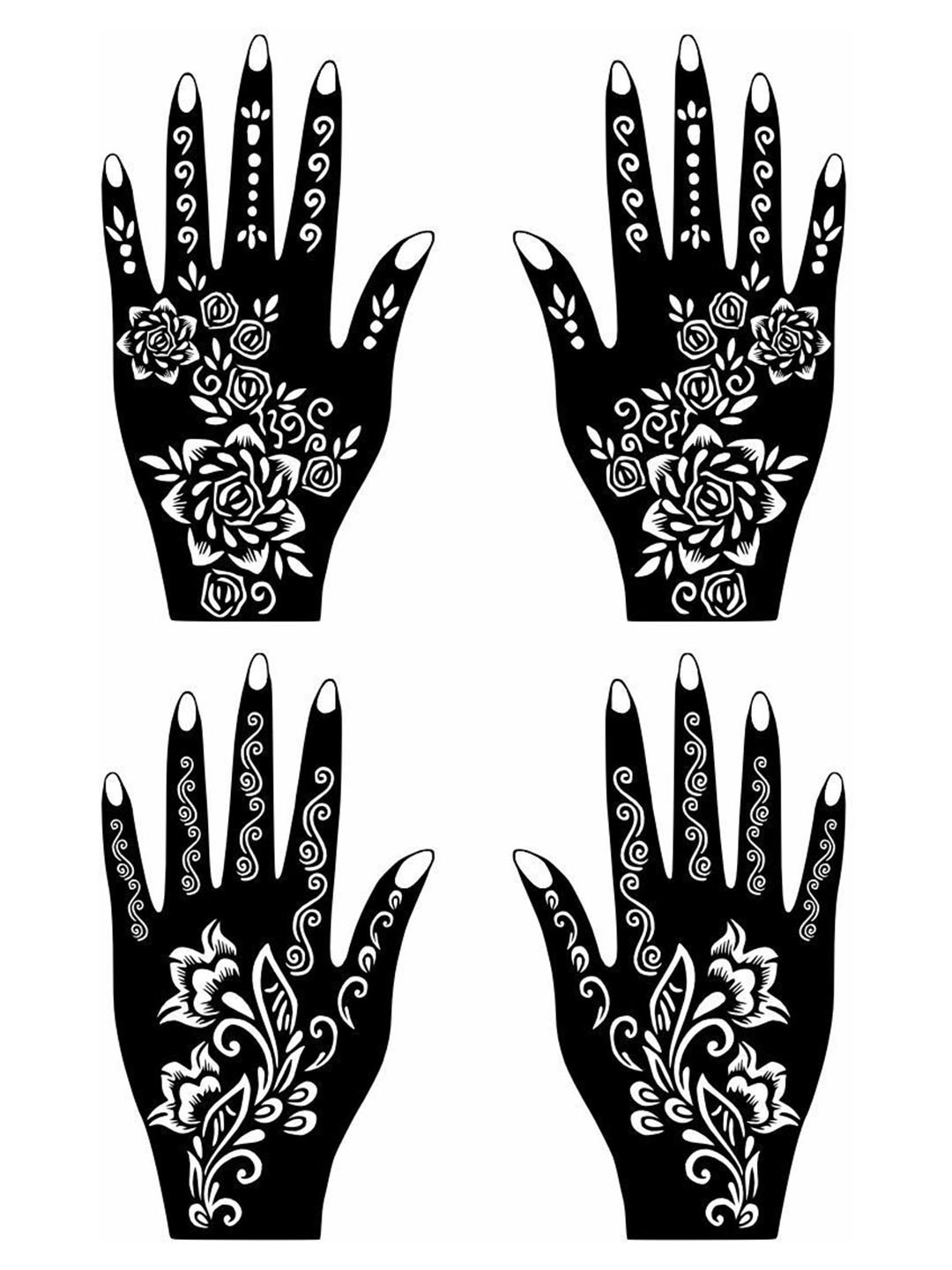 VOORKOMS Taditional Combo Mehndi Stencil Stickers for Cultural Events Pack Of 2