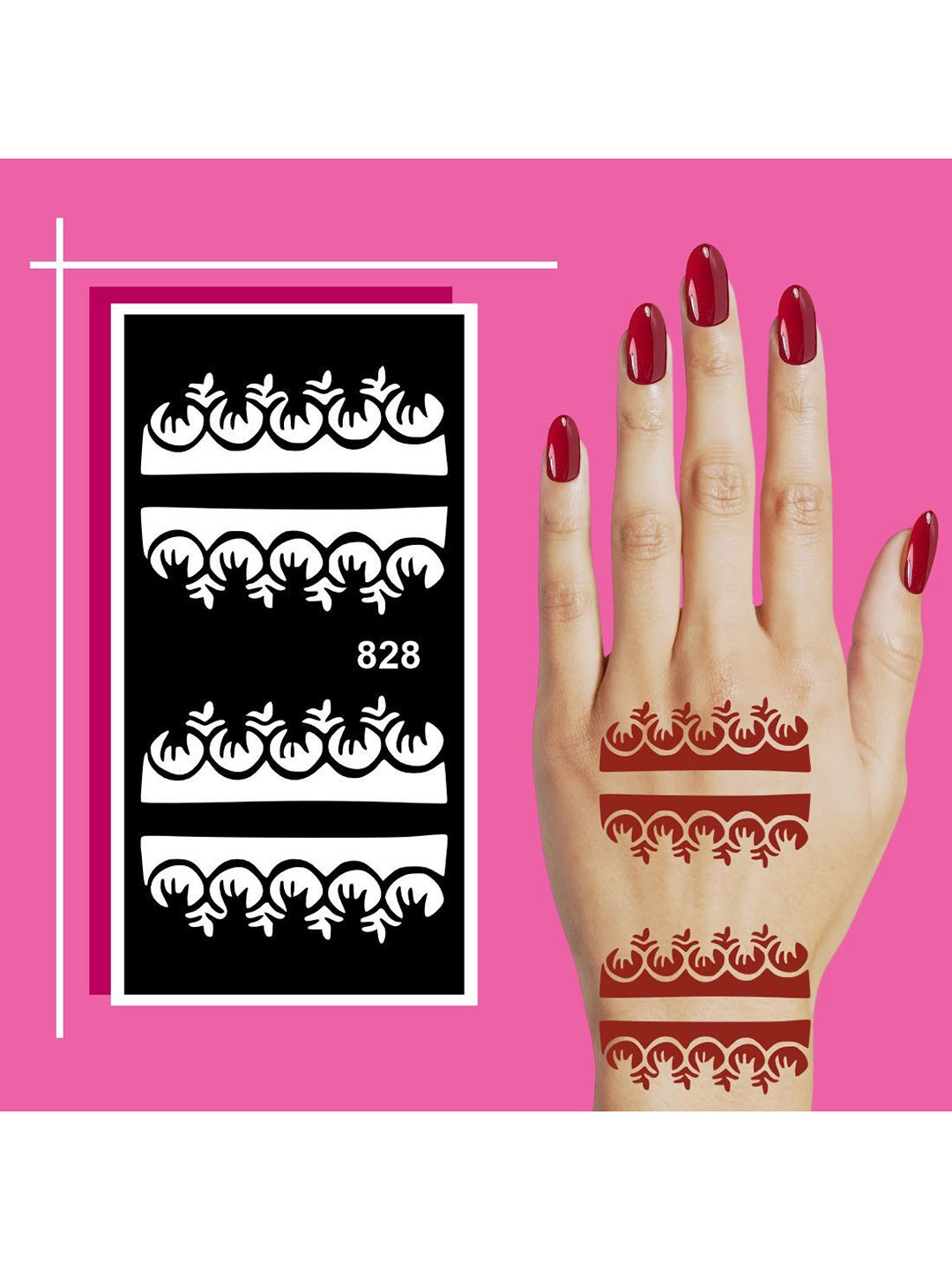 VOORKOMS Long Lasting Mehndi Stencil Sticker Kit For Traditional Hand Art at Home