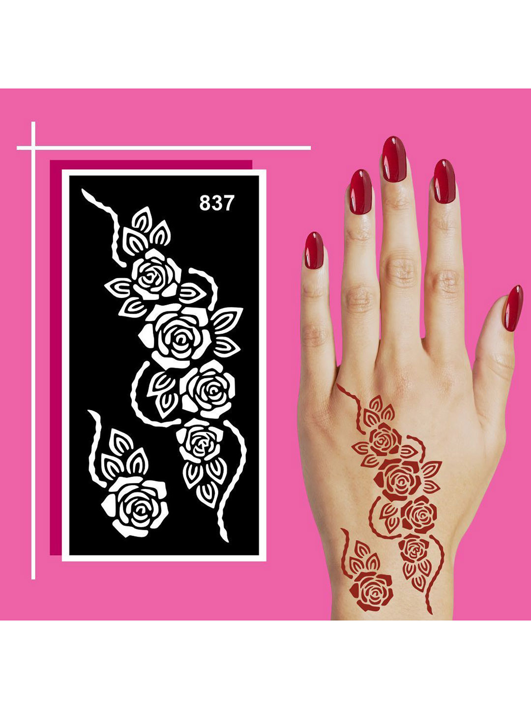 VOORKOMS Unique Mehndi Stencil Sheets for Kids and Adults with Bold Designs