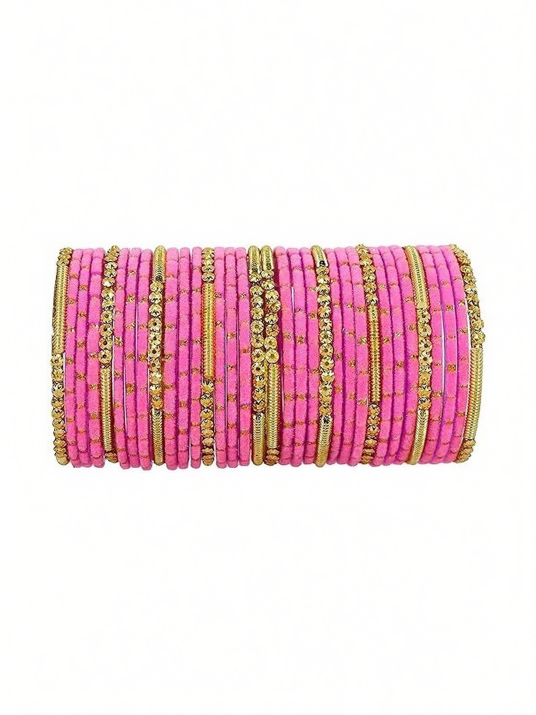 AMSHA Pink Glass Artificial Stones & Beads Bangle