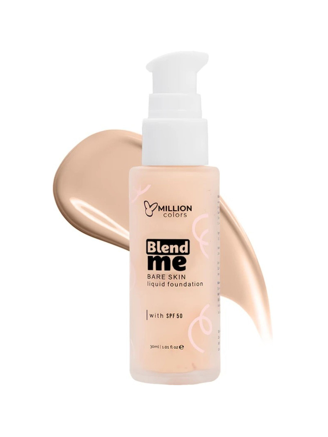 Million Colors Blend Me Bare Skin Liquid Foundation With SPF50 - 30 ml - Ivory 02