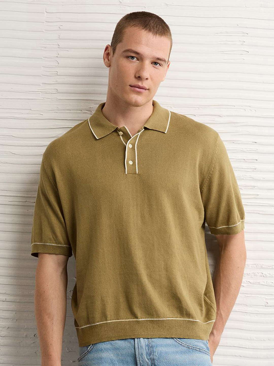 AMERICAN EAGLE OUTFITTERS Polo Collar Cotton T-shirt