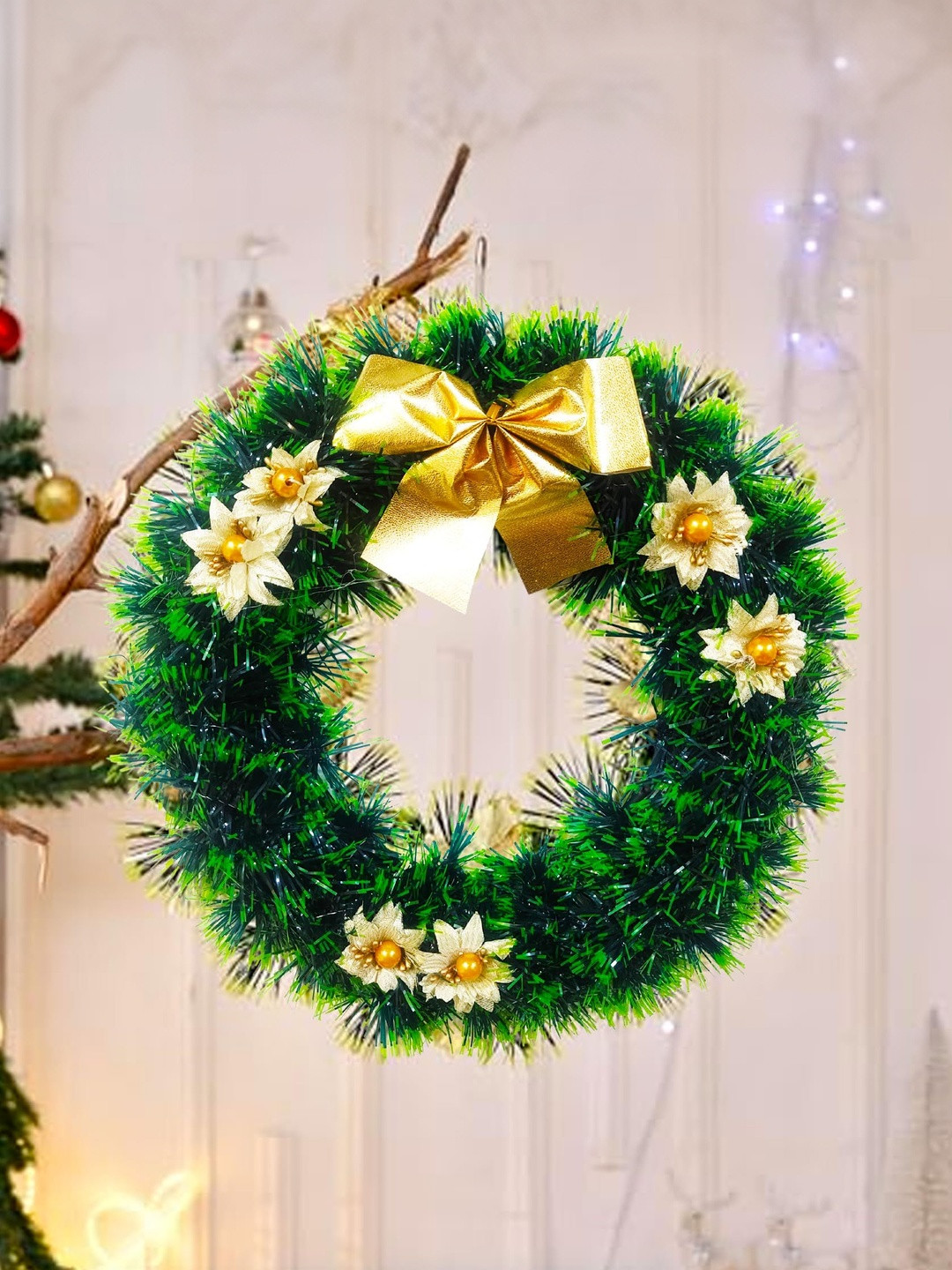 CraftVatika Green Christmas Wreath Festive Decor