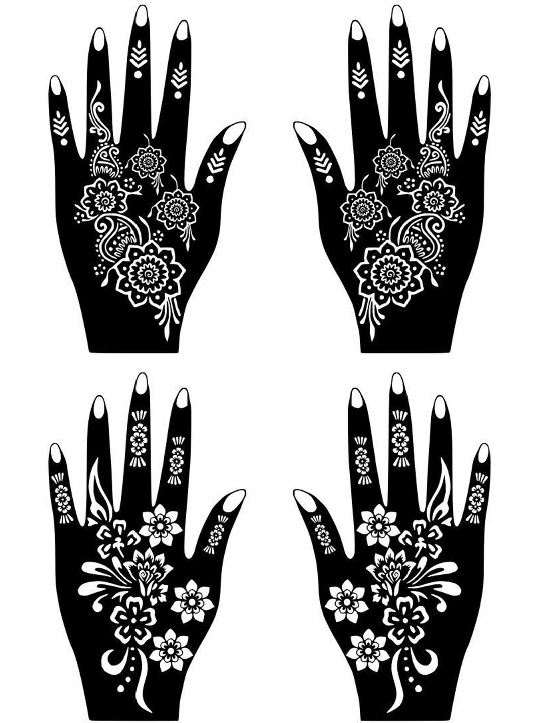 VOORKOMS Combo Mehndi Stencil Stickers for a Unique Henna Look Pack Of 2