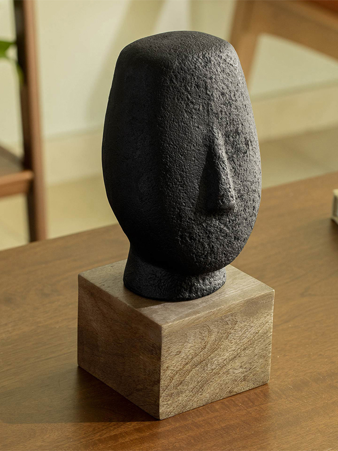 ellementry Firm Face Ecomix Black Wood Natural Prayer Room Lead Free Small Showpiece - 11.8 Inches