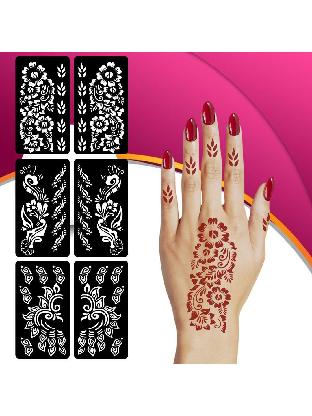 VOORKOMS Combo Mehndi Stencil Sticker To Match Outfits During Family Functions Parties