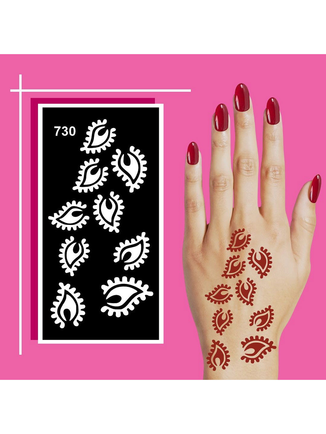 VOORKOMS Mehndi Stencil Sticker Designs with Detailed Floral & Leaf
