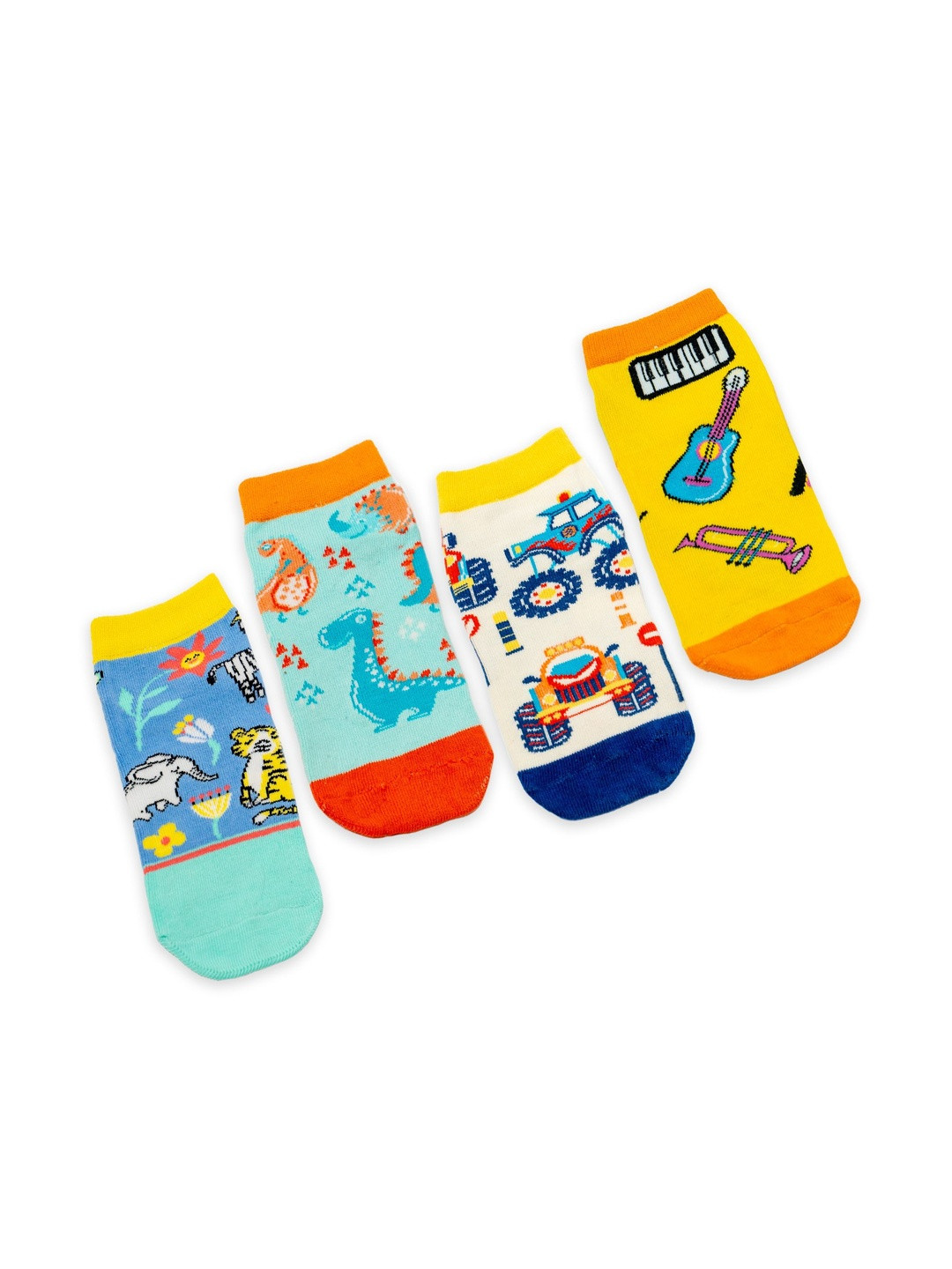 NEONERA Boys Pack Of 4 Unique Jungle Patterned Ankle-Length Socks