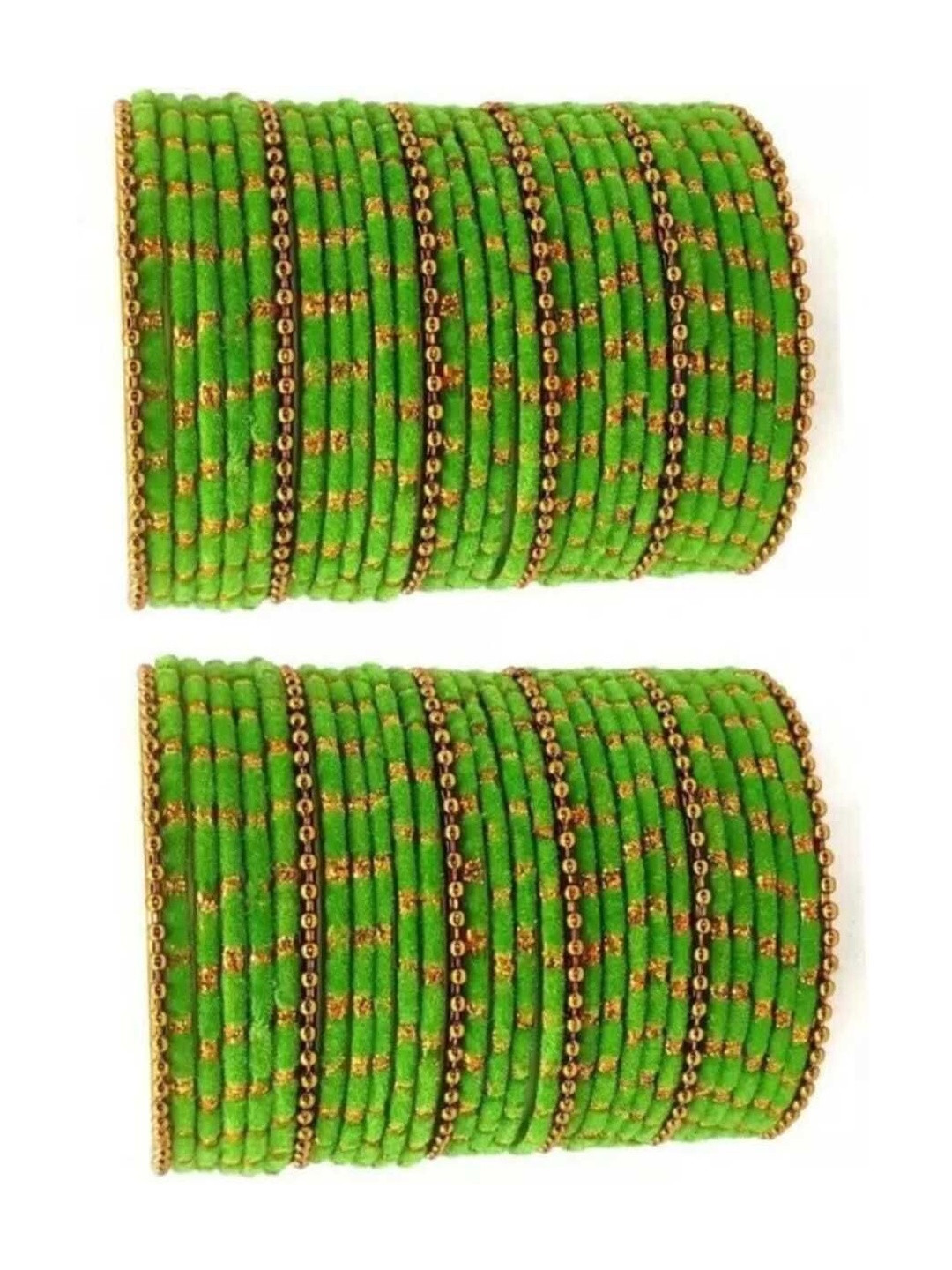 poshing Set Of 40 Beige Glass Artificial Stones & Beads Bangles