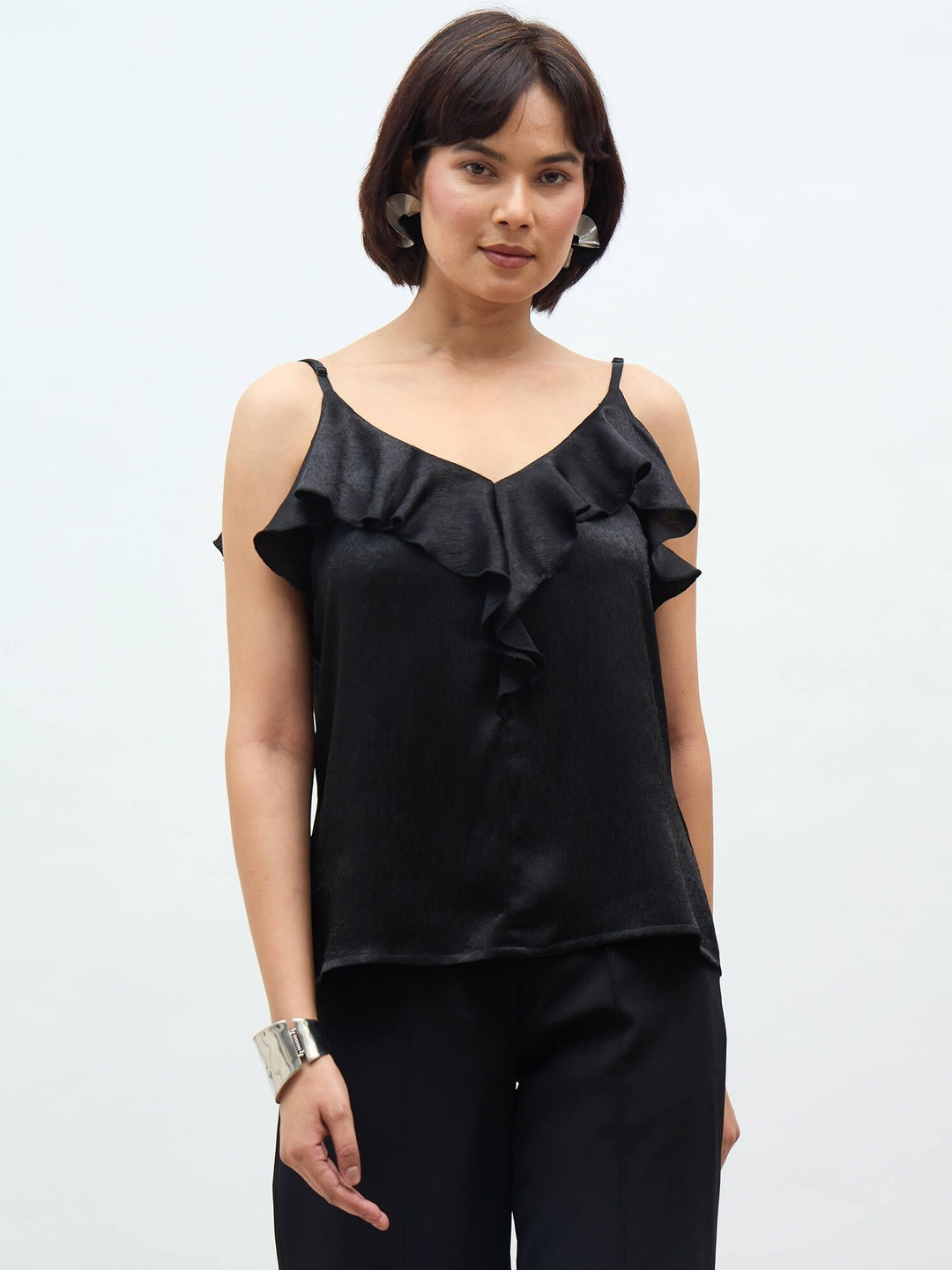 SALT ATTIRE Ruffles Satin Top