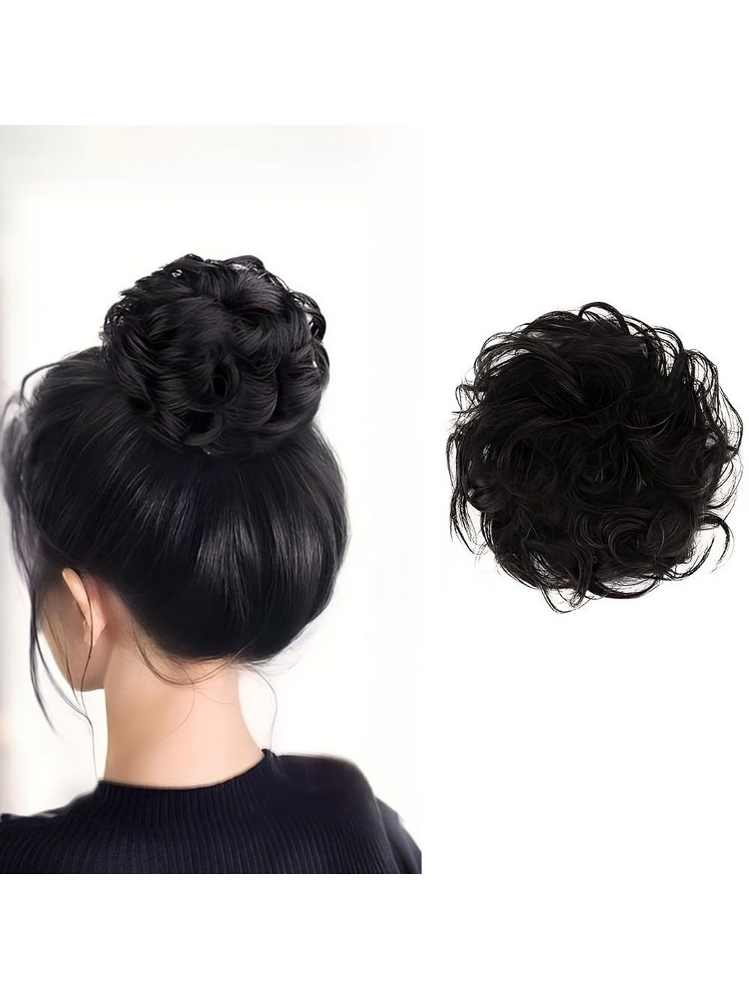 VIEWS Halo Curly Bun Hair Extension-Black -7 Inch