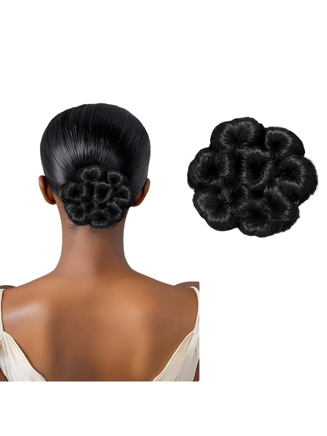 VIEWS Clip-In Curly Bun Hair Extension - 8 Inch - Black
