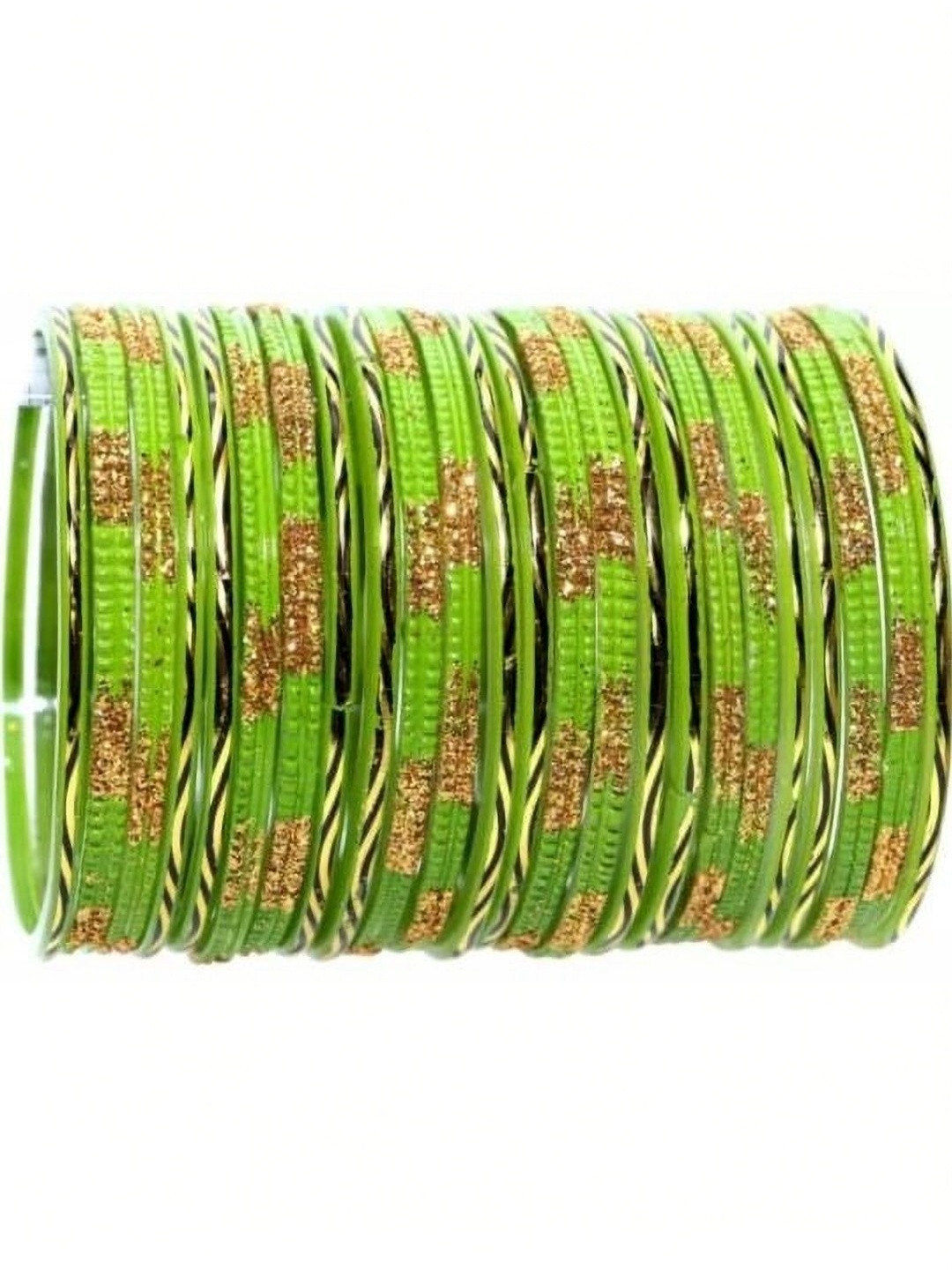 poshing Green Glass Artificial Stones & Beads Bangles