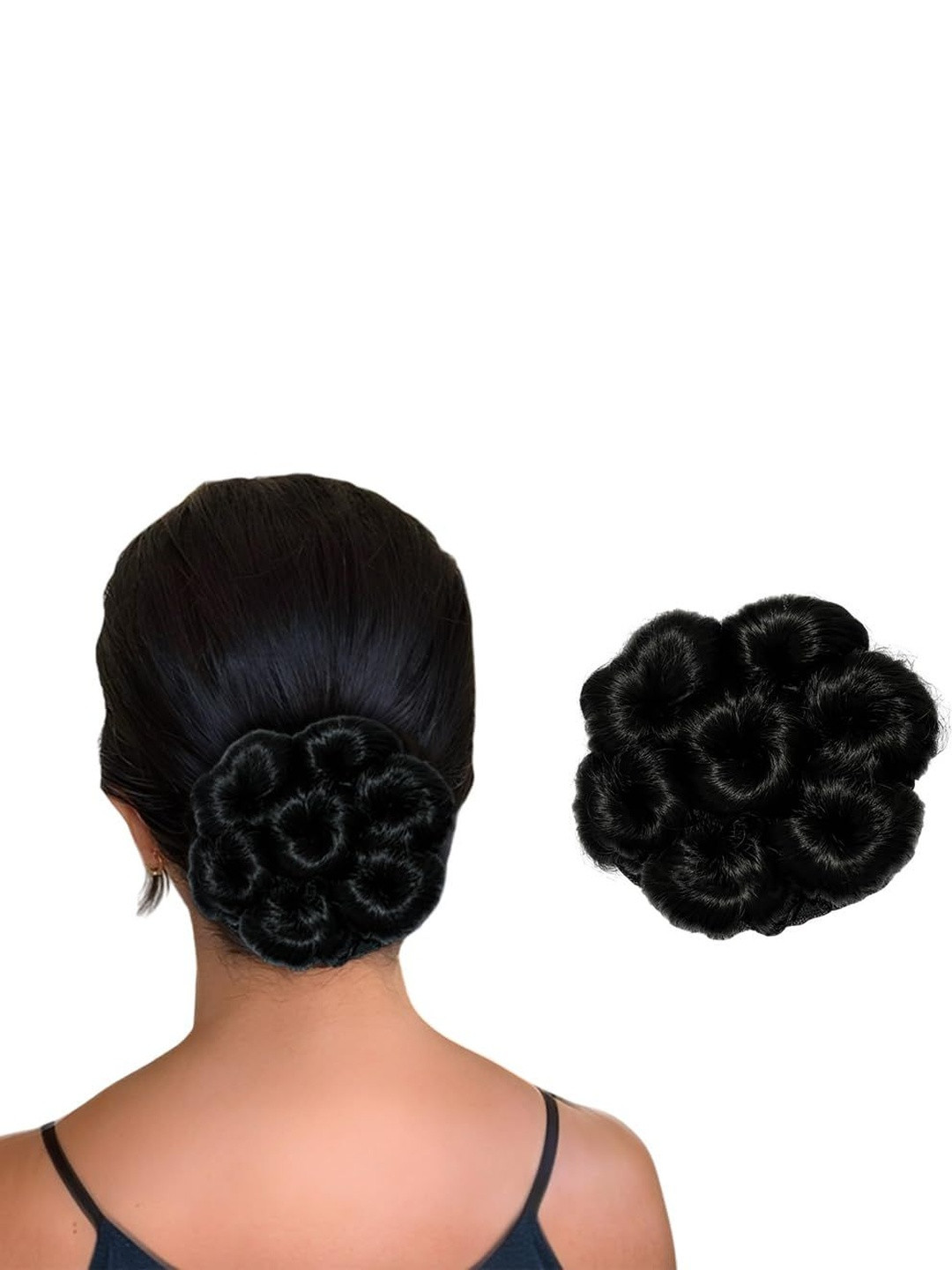 VIEWS Clip-In Curly Bun Hair Extension - Black - 7.08 In