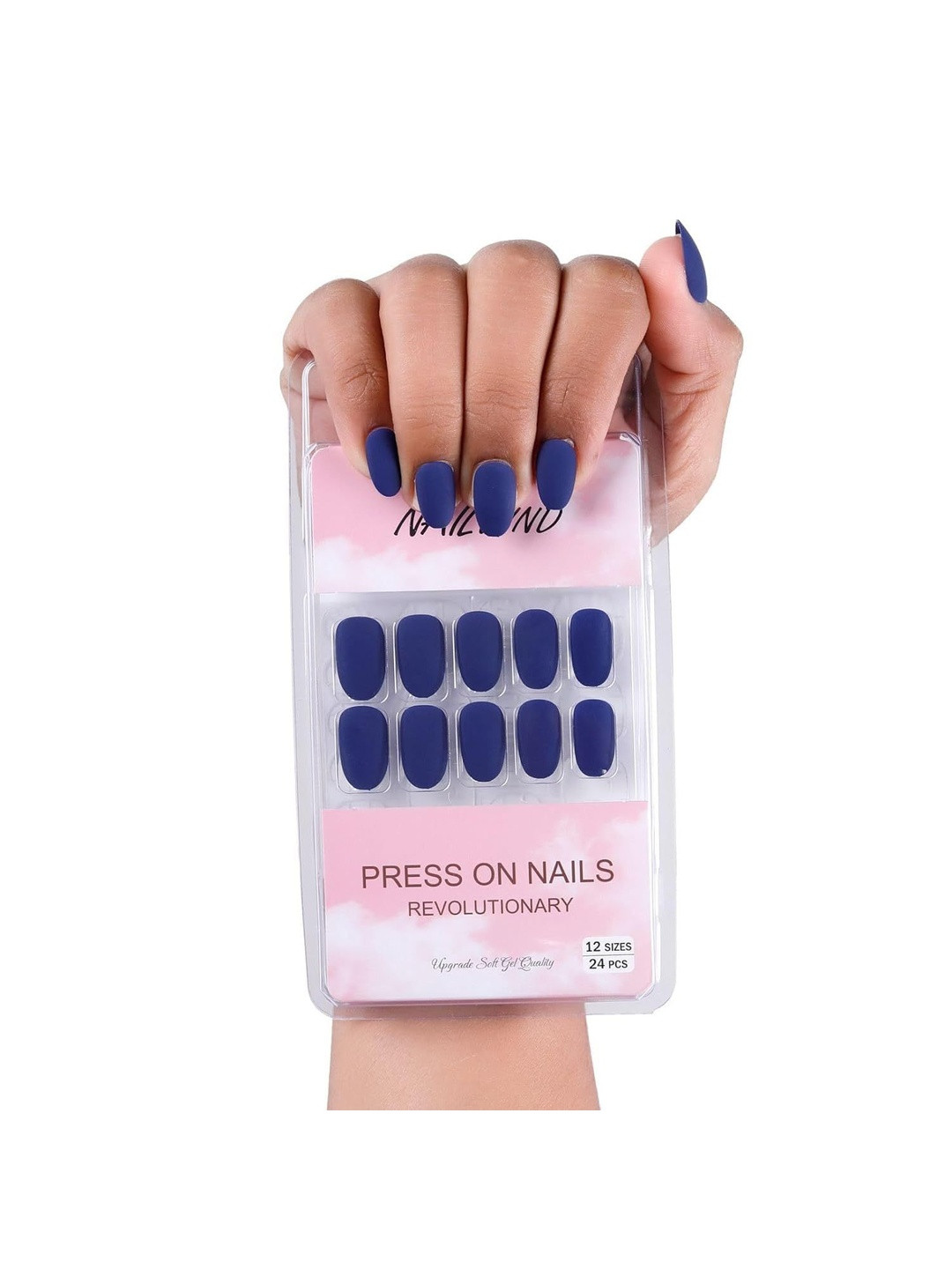 NAILWIND Set Of 24 Press On Nails - Navy Blue - V-35