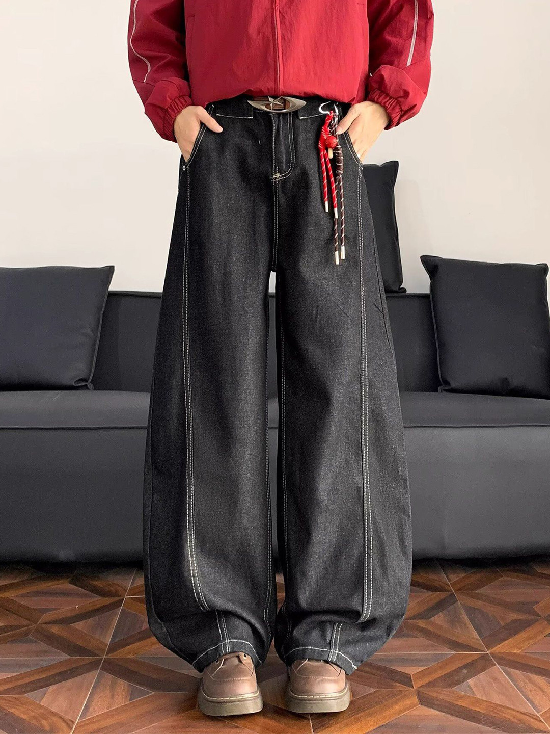 StyleCast x Revolte Men Baggy Fit Mid-Rise Heavy Fade Jeans
