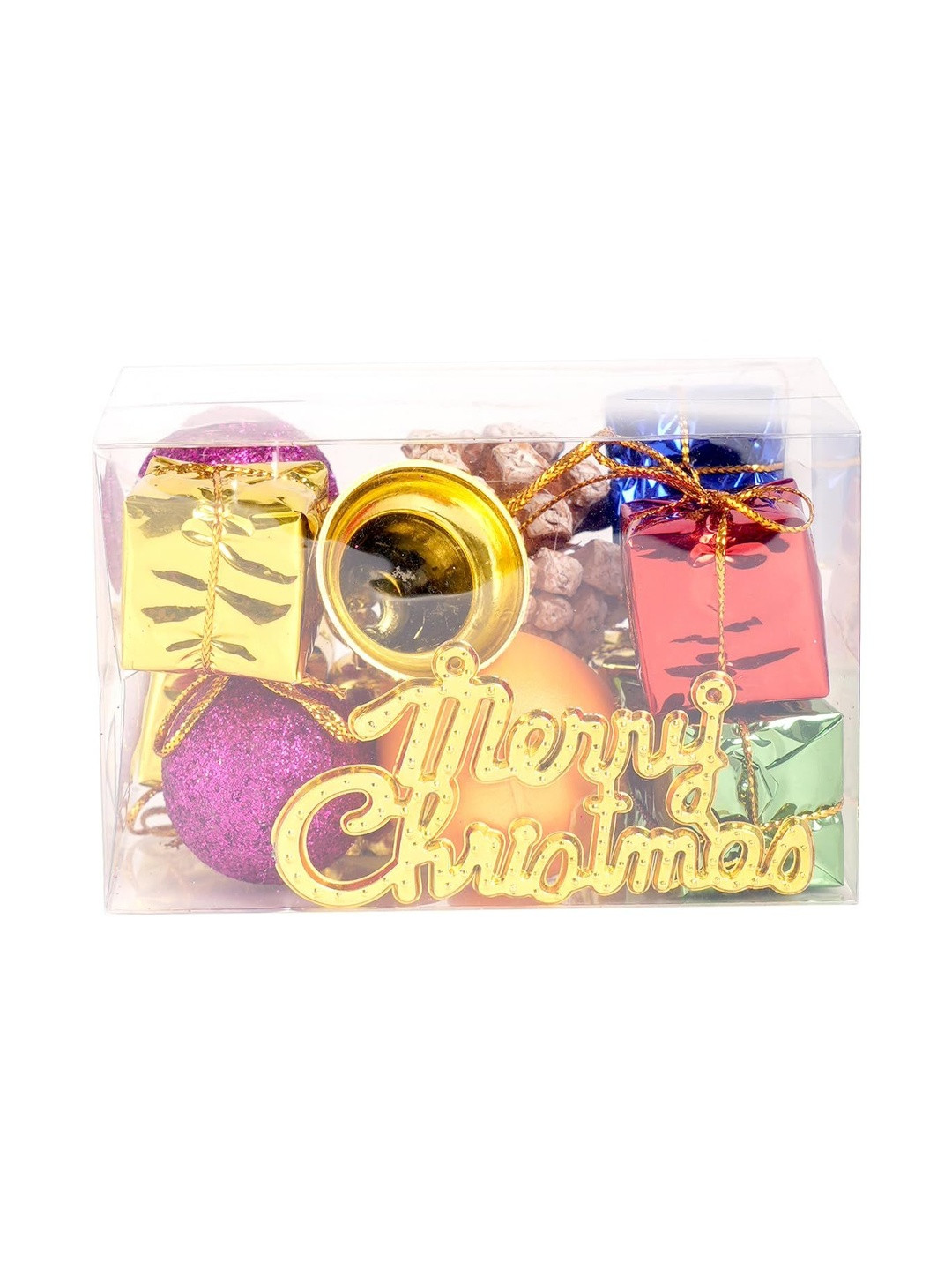 PROKART Red & Purple Glittered Premium Christmas Mixed Decorations Ornaments