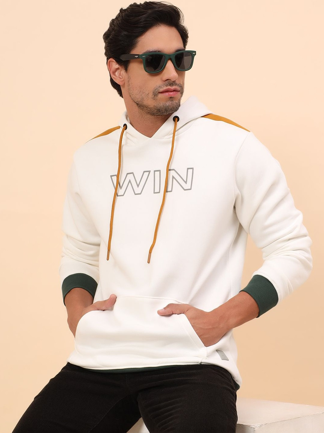Cantabil Men Printed Hooded Sweatshirt