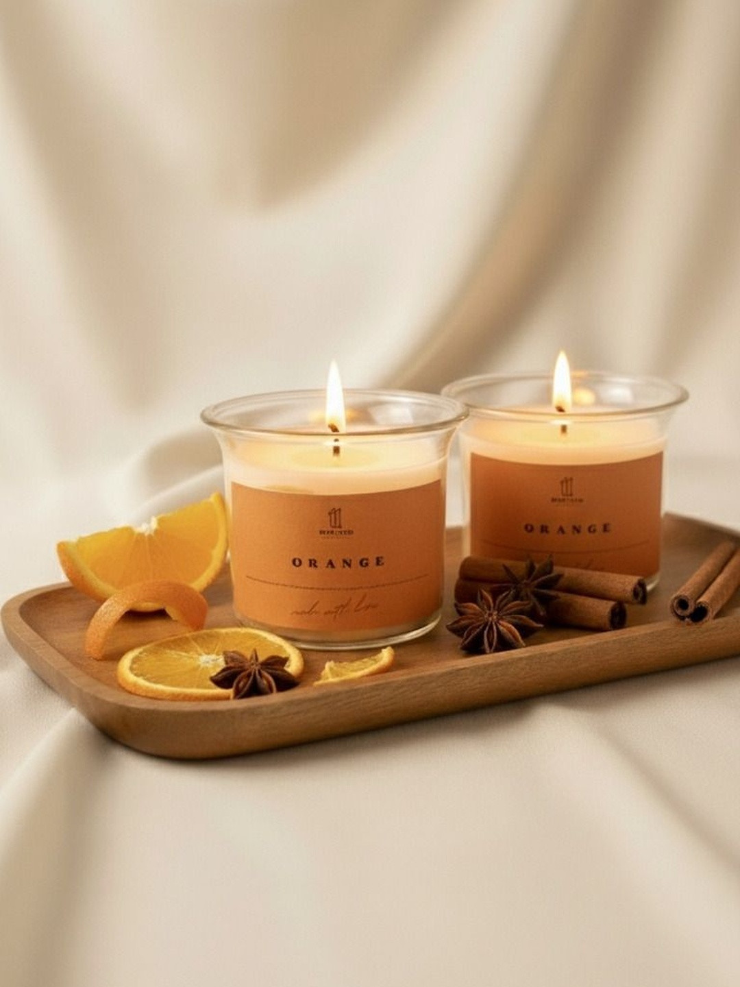 Eleven To Eleven Decor Orange & Orange 2 pieces Jar Candle