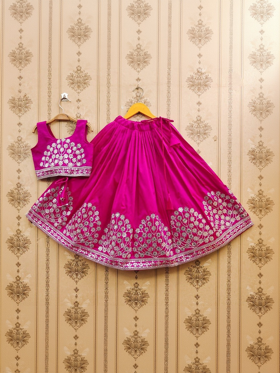 Helene Girls Embellished Sequinned Semi-Stitched Lehenga &