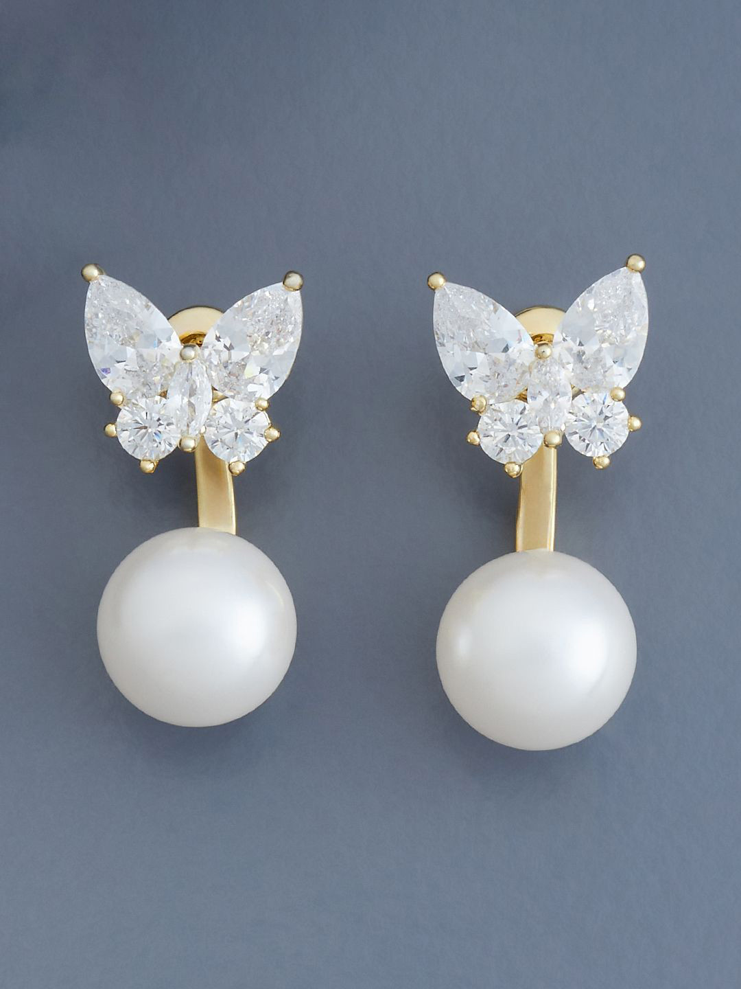 Kushal's Fashion Jewellery Gold Plated Contemporary Pearl Drop Earrings