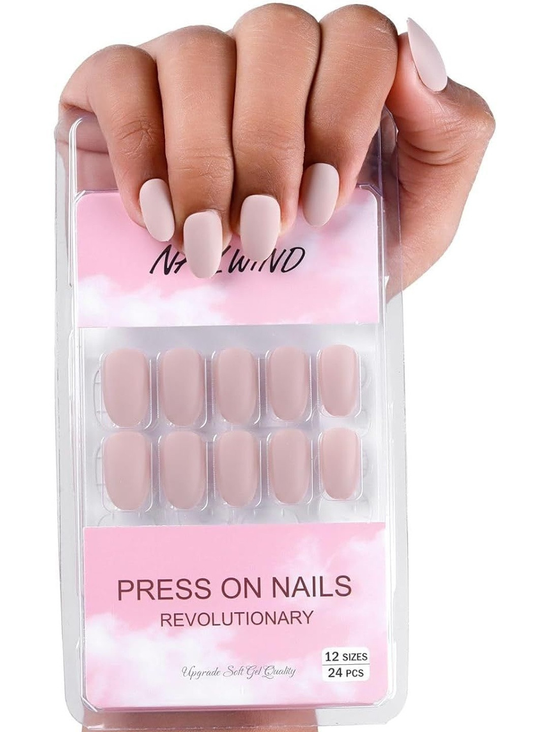 NAILWIND Set Of 24 Press On Nails - Pink - V-33