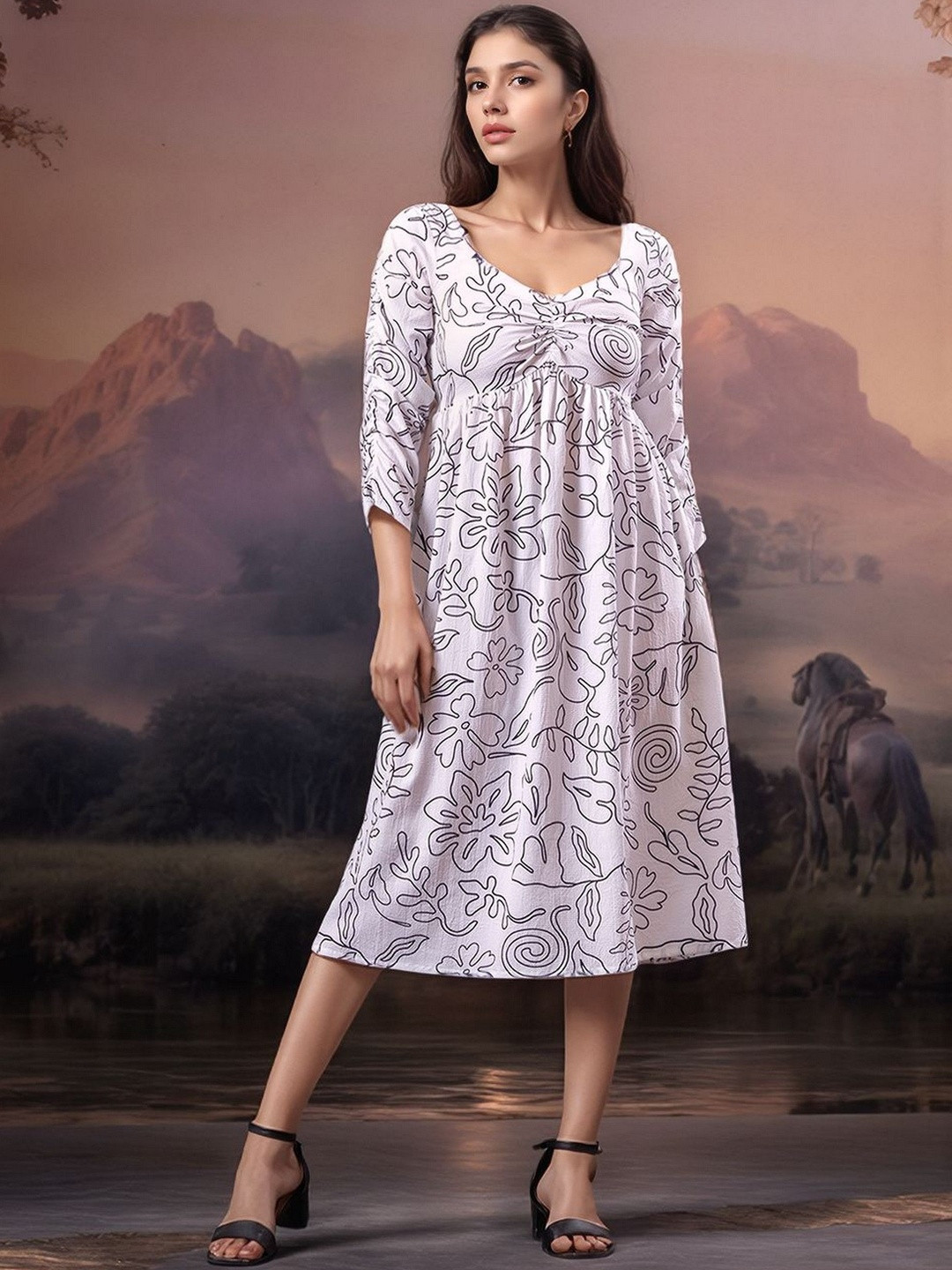 all about you Print A-Line Midi Dress