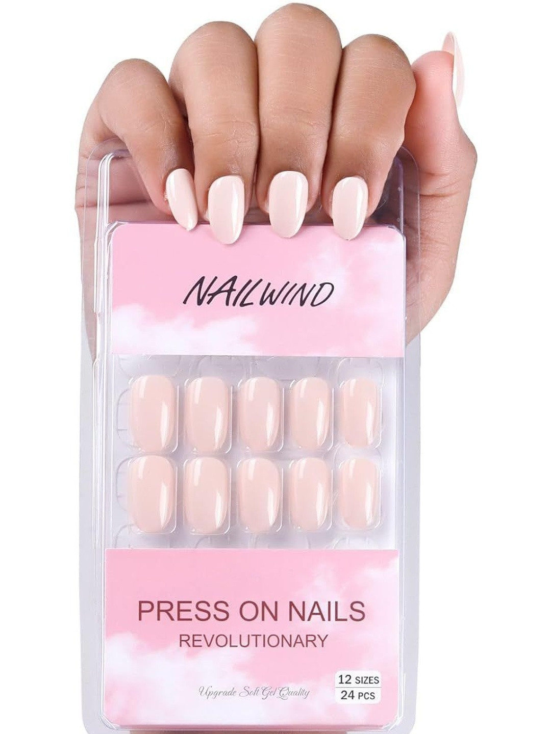 NAILWIND Set Of 24 Press On Nails - Pink- V-27