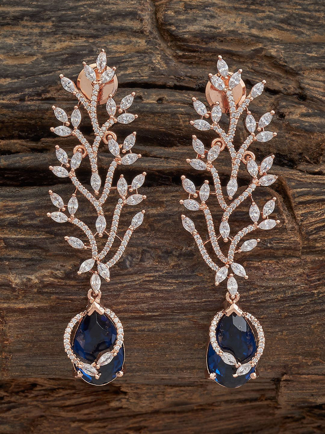 Kushal's Fashion Jewellery Copper Rose Gold-Plated Zircon Embellished Bridal Necklace