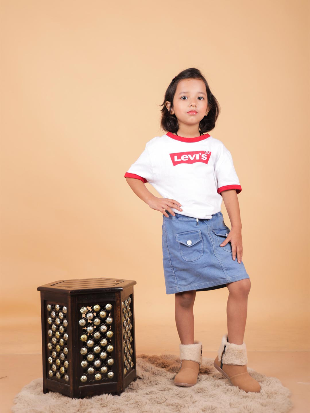 Tiny Bugs Girls Embellished Mid-Length Fur Boots