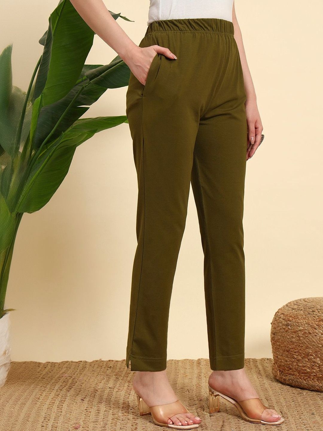 thread plus Women Wrinkle Free Trousers