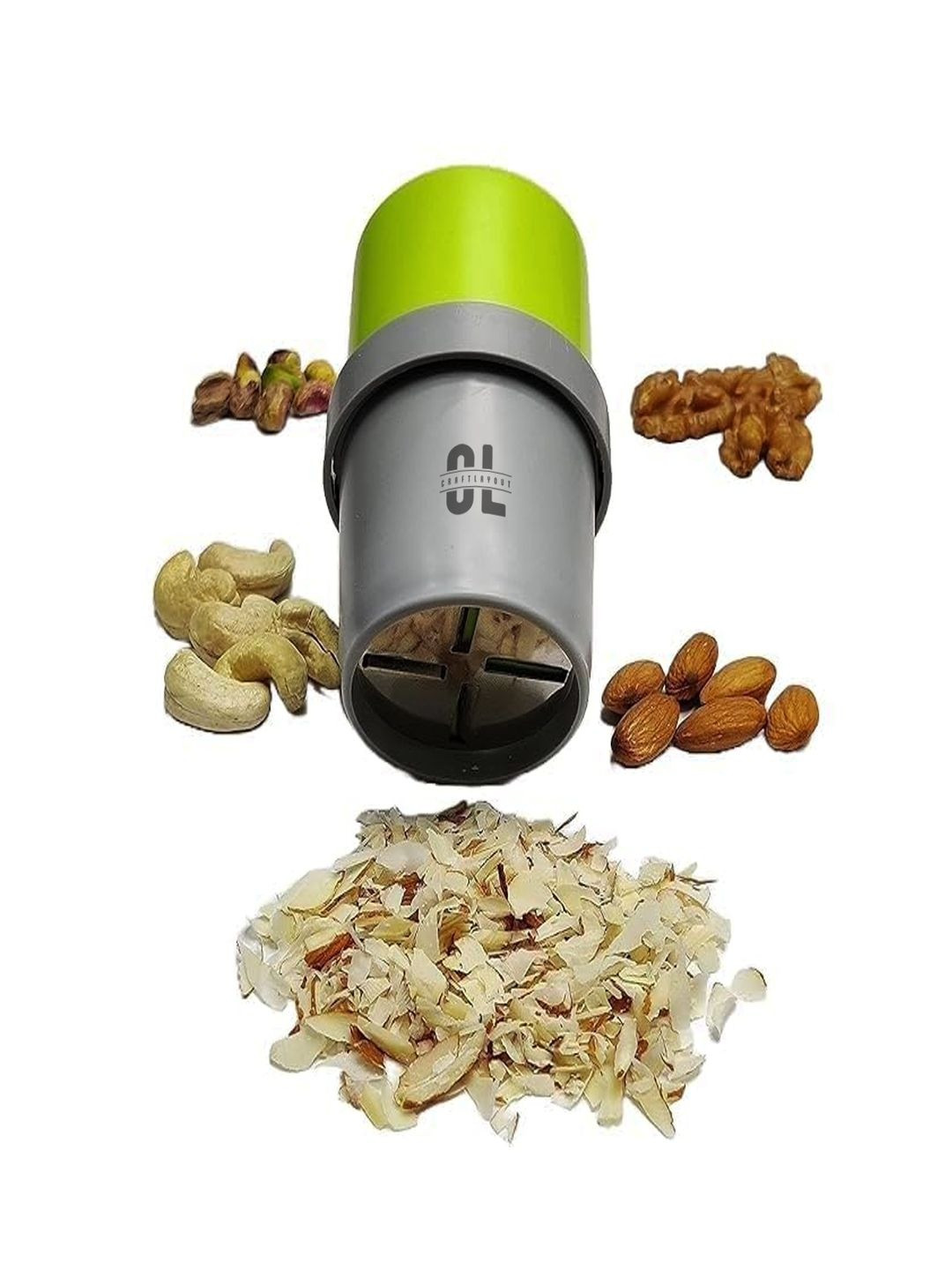 Craftlayout Green Dry Fruit Cutter Chopper With Stainless Steel Blade