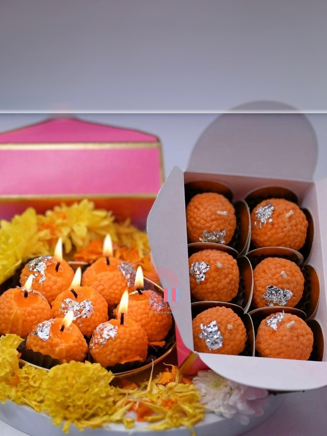 Dainty Little Shop Orange & Orange 8 pieces Core Candle