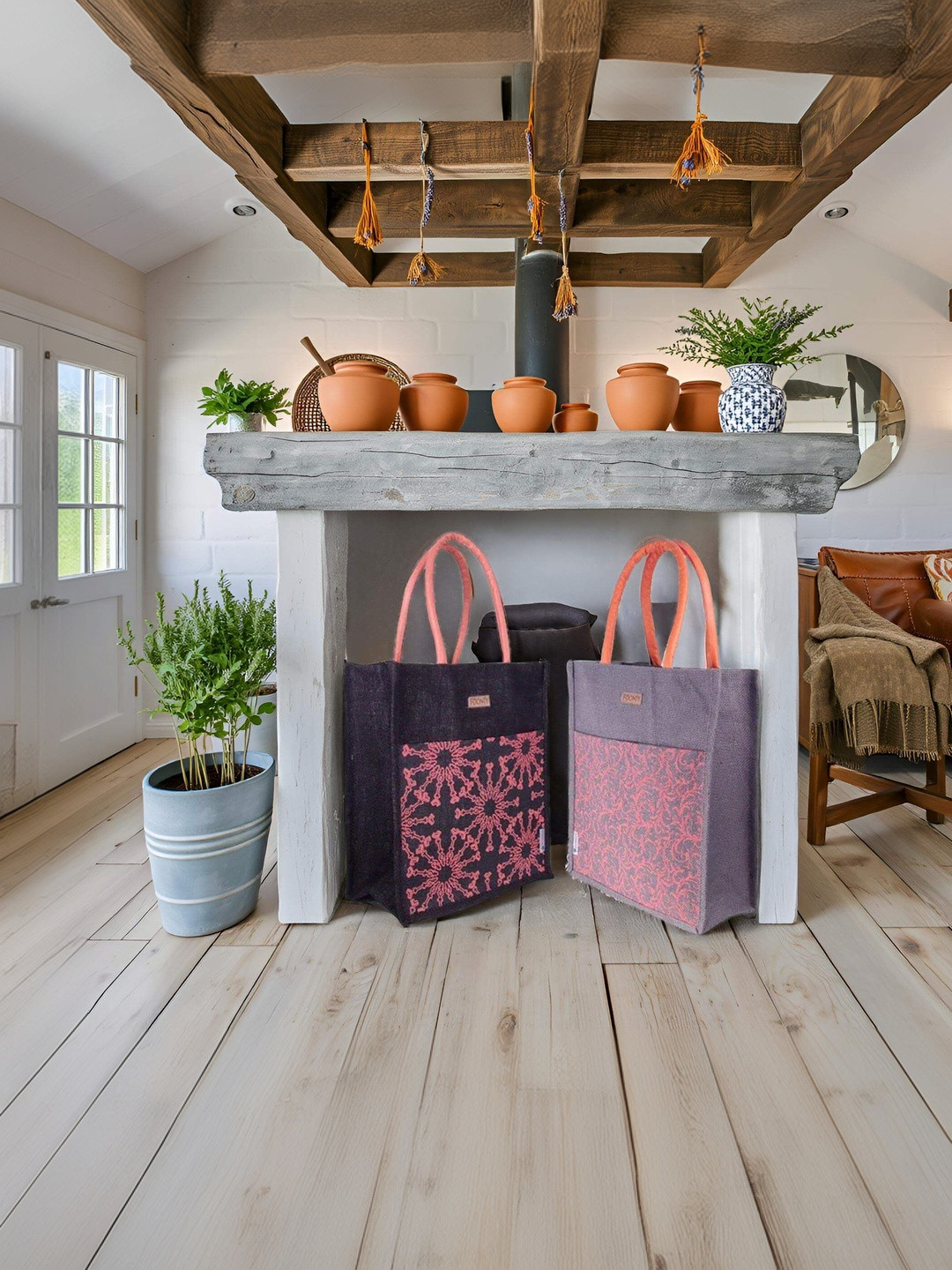 FOONTY Set of 2 Printed Eco Friendly Lunch bags Travel Accessory