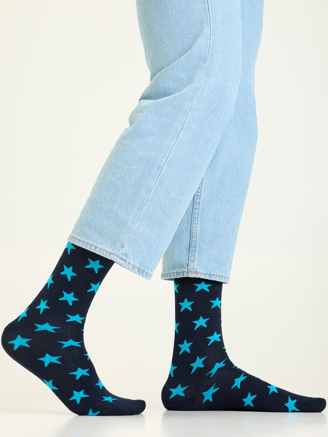 Mint & Oak Men Navy Blue Patterned Calf Length Cotton Socks