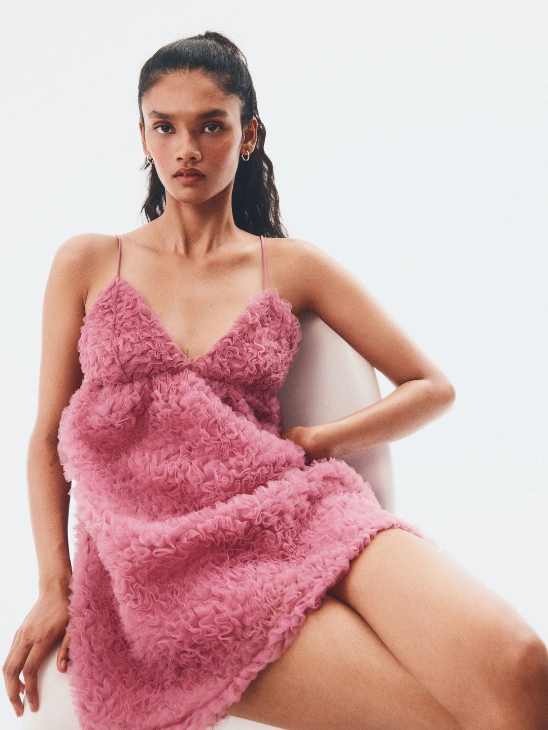 H&M Ruffled Mesh Dress